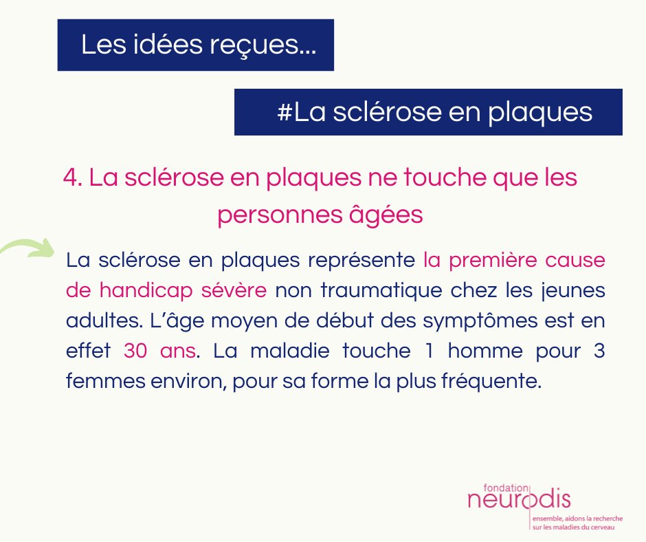 📣 LES IDÉES REÇUES... SUR LA SCLÉROSE EN PLAQUES !
La sclérose en plaques... un nom bien étrange pour une maladie peu connue. 
Aujourd'hui, on vous propose de répondre aux idées reçues sur la pathologie ! 😉
#VendrediLecture #sep #neurodis #recherche