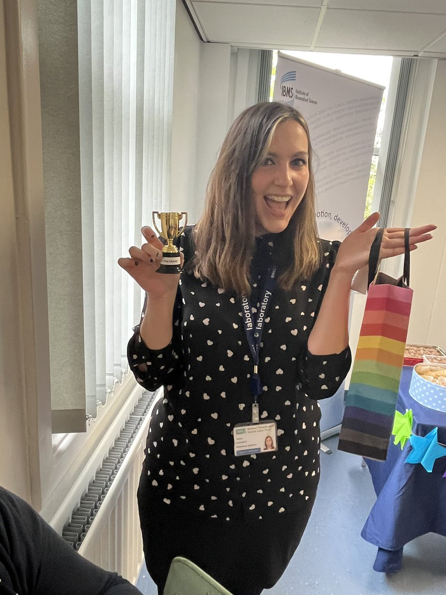 clairemegarity's tweet photo. @nicodeeko with her prize for best traybakes for her salted caramel squares! I don’t have a pic of the buns, but I did eat one and they were indeed delicious! 😋 https://t.co/DnbjdTiozC