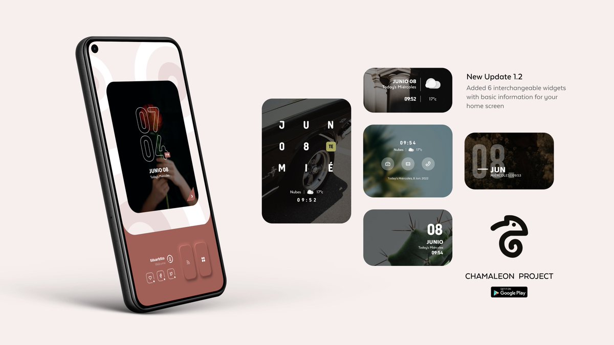 EduardoB5to's tweet image. Chamaleon Project KLWP
New Update 1.2🥳

🛒 Get it here: bit.ly/chamaleonklpw

Added 6 interchangeable widgets with basic information on the main screen