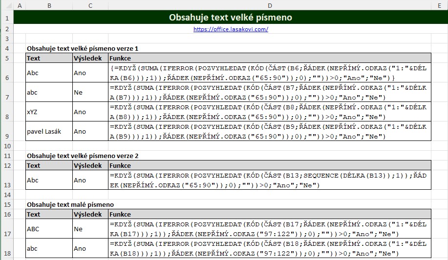 Obsahuje buňka velká malá písmena? 
office.lasakovi.com/excel/funkce-t…