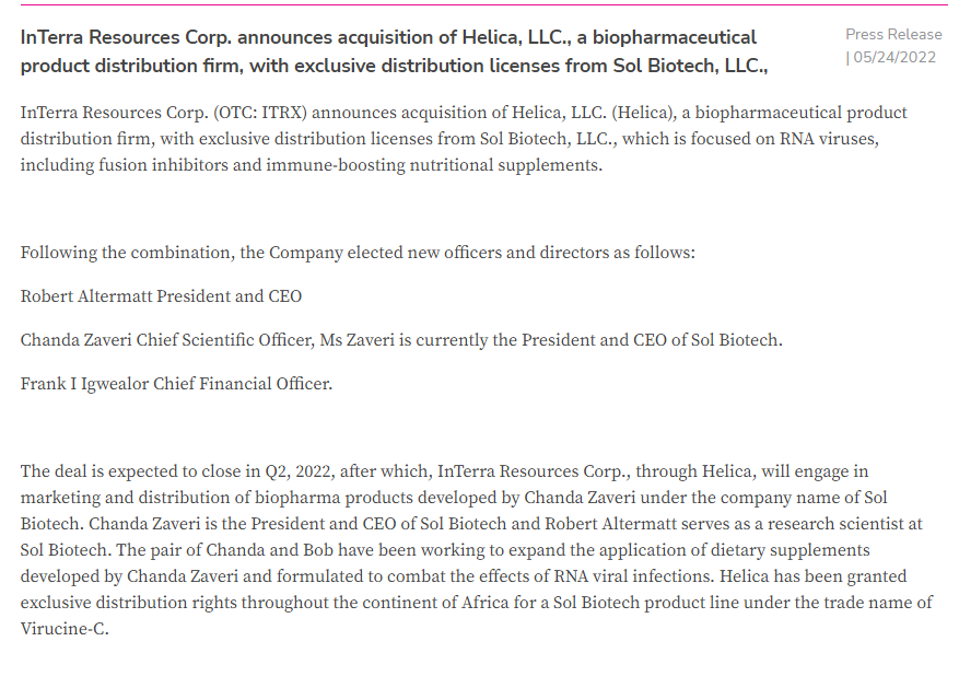 rrr1sr's tweet photo. $ITRX Low Float Recent Merger Filed Manager Change on NVSOS just alerted. should start to hear about operations soon. #lowfloatsummer SS and news below. 👇 https://t.co/ZeeeWJBlsQ