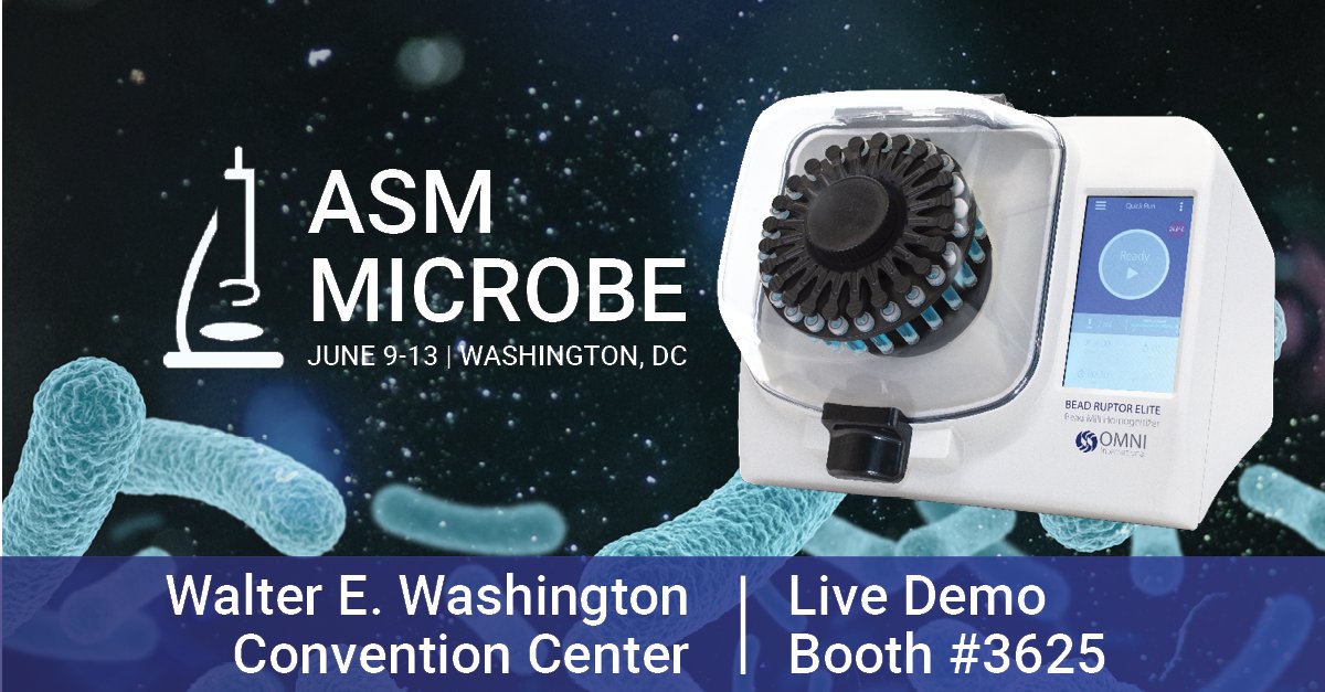 OmniInc's tweet image. Hello Washington, D.C.! Check out our Bead Ruptor Elite™ Bead Mill Homogenizer in Booth #3625 at #ASMMicrobe. Get a live demo and see how we can make your sample prep easy! bit.ly/3NBWngt #homogenizer #homogenizing #science #scientist #microbiologist #asm