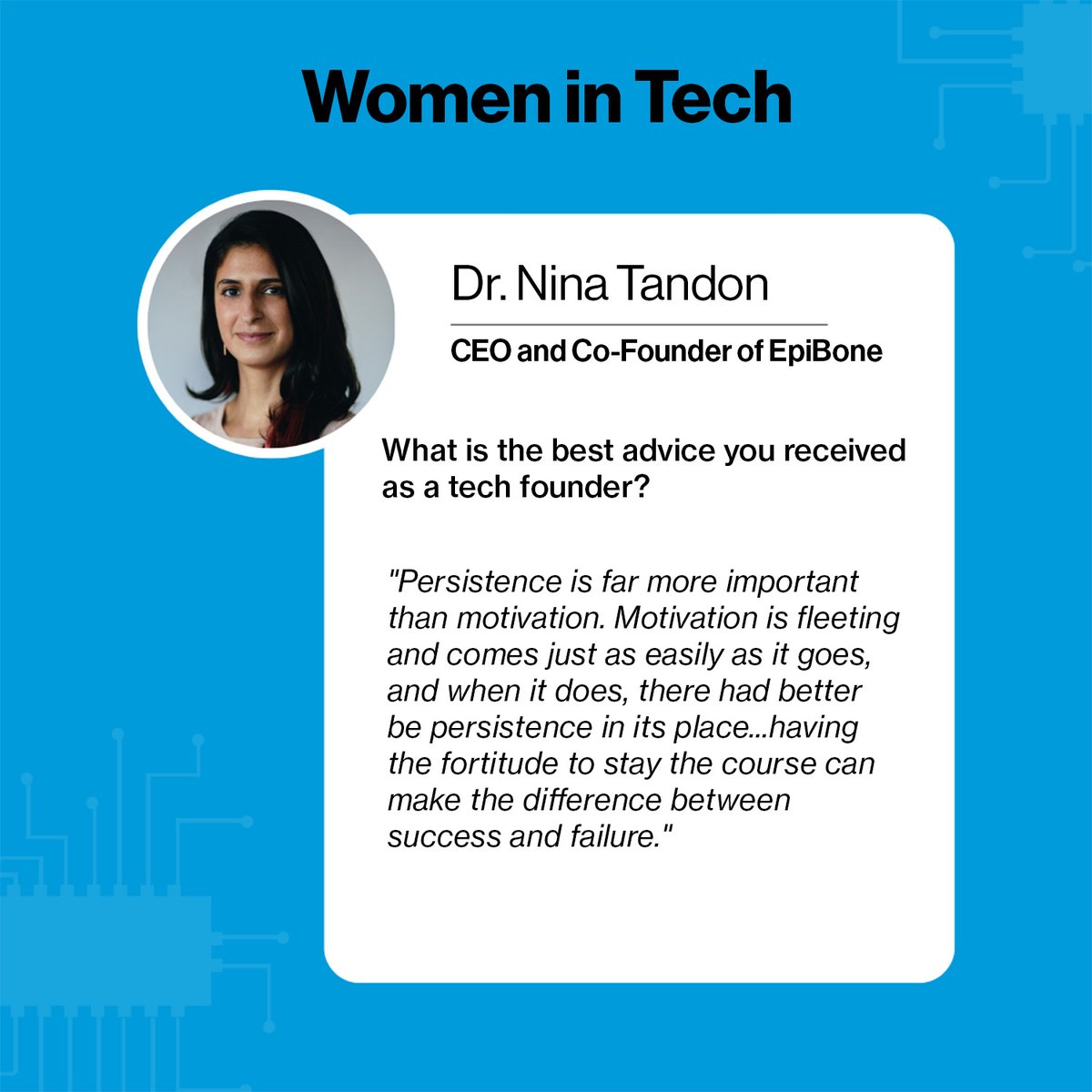 The Lang Entrepreneurship Center (@langcenter_cbs) on Twitter photo As the <a href="/WomenTechNet/">WomenTech Network</a> Global Conference continues, we share advice from Dr. <a href="/ninatandon/">nina tandon</a> ('12), CEO and Co-Founder of <a href="/EpiBoneInc/">EpiBone</a>, for the women tech leaders of tomorrow.
#WomenInTech #WTGC2022 #WomenTechNet As the <a href="/WomenTechNet/">WomenTech Network</a> Global Conference continues, we share advice from Dr. <a href="/ninatandon/">nina tandon</a> ('12), CEO and Co-Founder of <a href="/EpiBoneInc/">EpiBone</a>, for the women tech leaders of tomorrow.
#WomenInTech #WTGC2022 #WomenTechNet