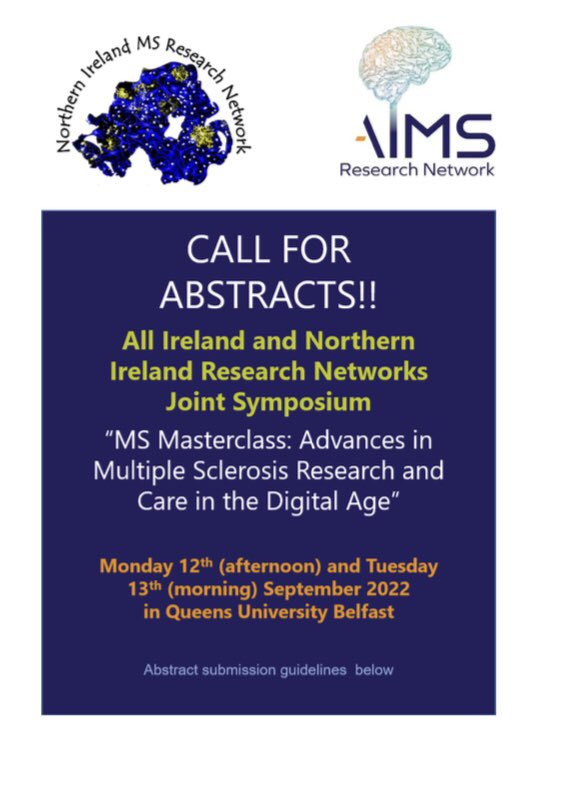 Save the date for our MS Research Network Symposium | 12-13 Sept | Queens University Belfast
