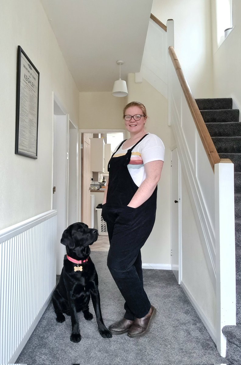 MissAnnaDuncan's tweet photo. Unintentionally matching the dog with my latest purchase from @vinted 😍😍 Think I'll be living in these @LucyandYak dungarees from now on! https://t.co/bEIPglScIz