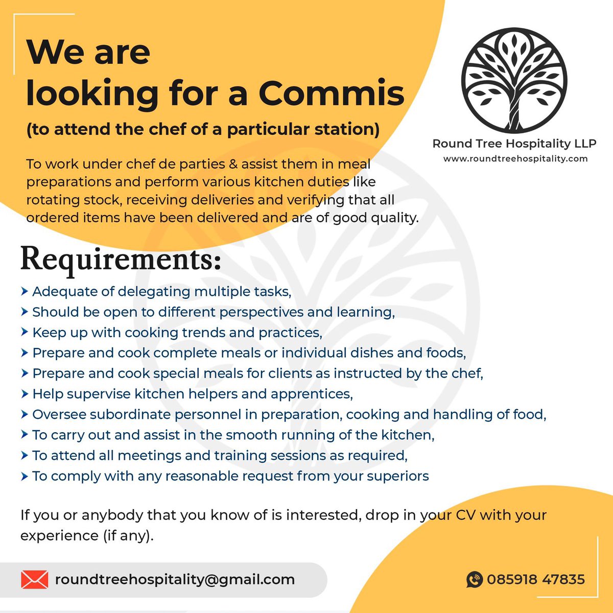 NeilNayak_'s tweet photo. We are hiring for our new location ! #jobs #hiring #mumbai #commis #chef https://t.co/5SY5XIRpVh