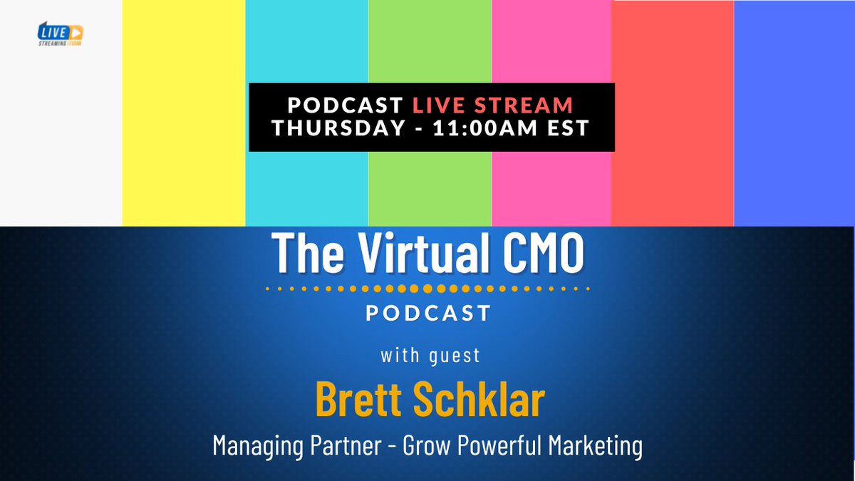 FiveEchelon's tweet photo. Join us today at 11:00 am EST as we talk LIVE with the Managing Partner of @grow_powerful @brettschklar about "Hire an iCMO to Help Grow Your Business." 

#marketingstrategy #marketingpodcast #livestream https://t.co/B4Bgcp4yAH