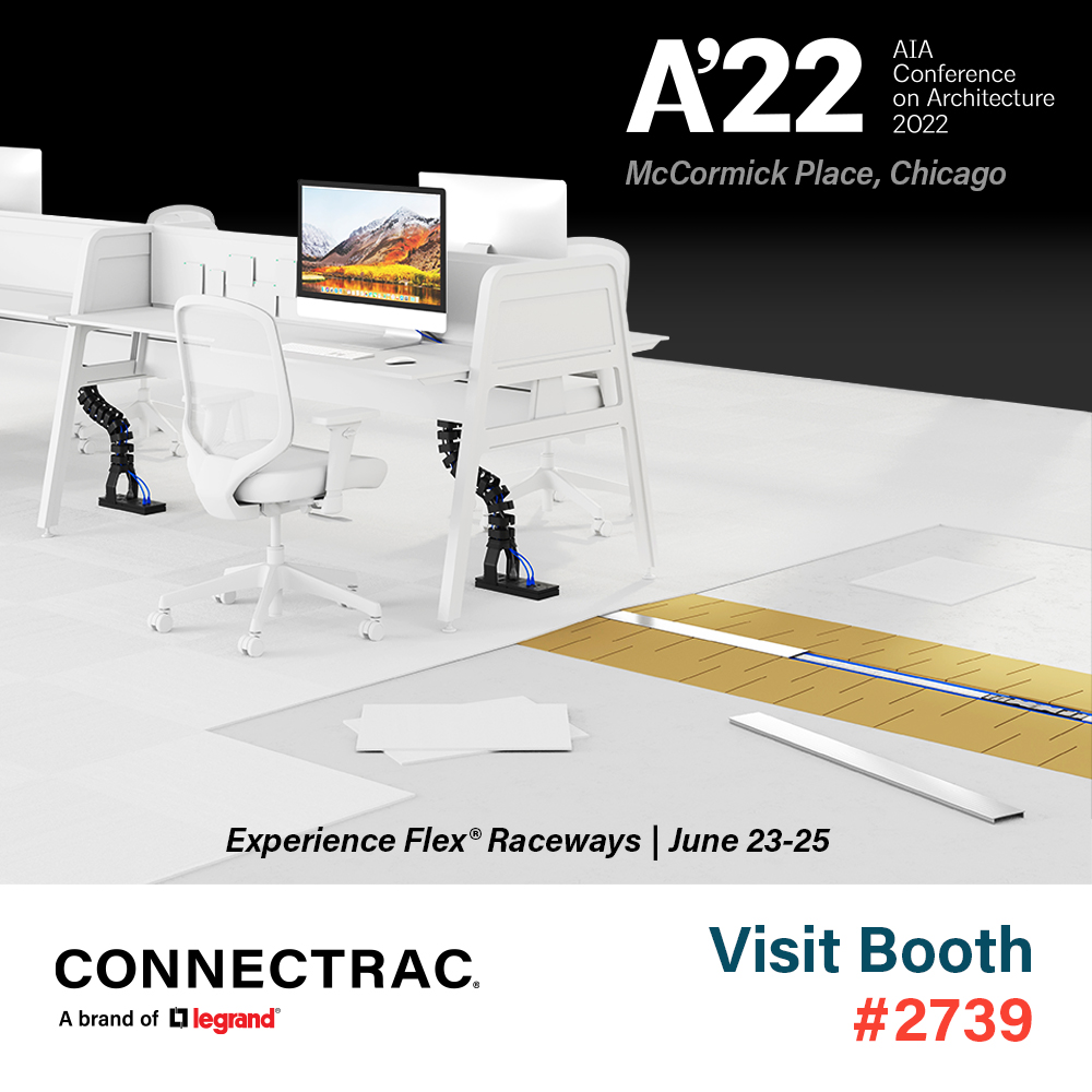 Connectrac is gearing up for The AIA Conference on Architecture in Chicago! Visit us inside Legrand's Booth, #2739
#A'22 #design #architecture #commercialinteriors #connectivity #tradeshows #AIA22 #connectrac #raceways #cablemanagement 
<a href="/AIANational/">AIA</a> <a href="/LegrandNA/">Legrand</a>