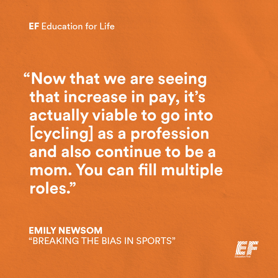 Emily Newsom, a professional cyclist for @EF_TIBCO_SVB, shares how equal pay allows more women to pursue careers in professional sports. Watch our full Education for Life webinar here: youtube.com/watch?v=KLwBTp…