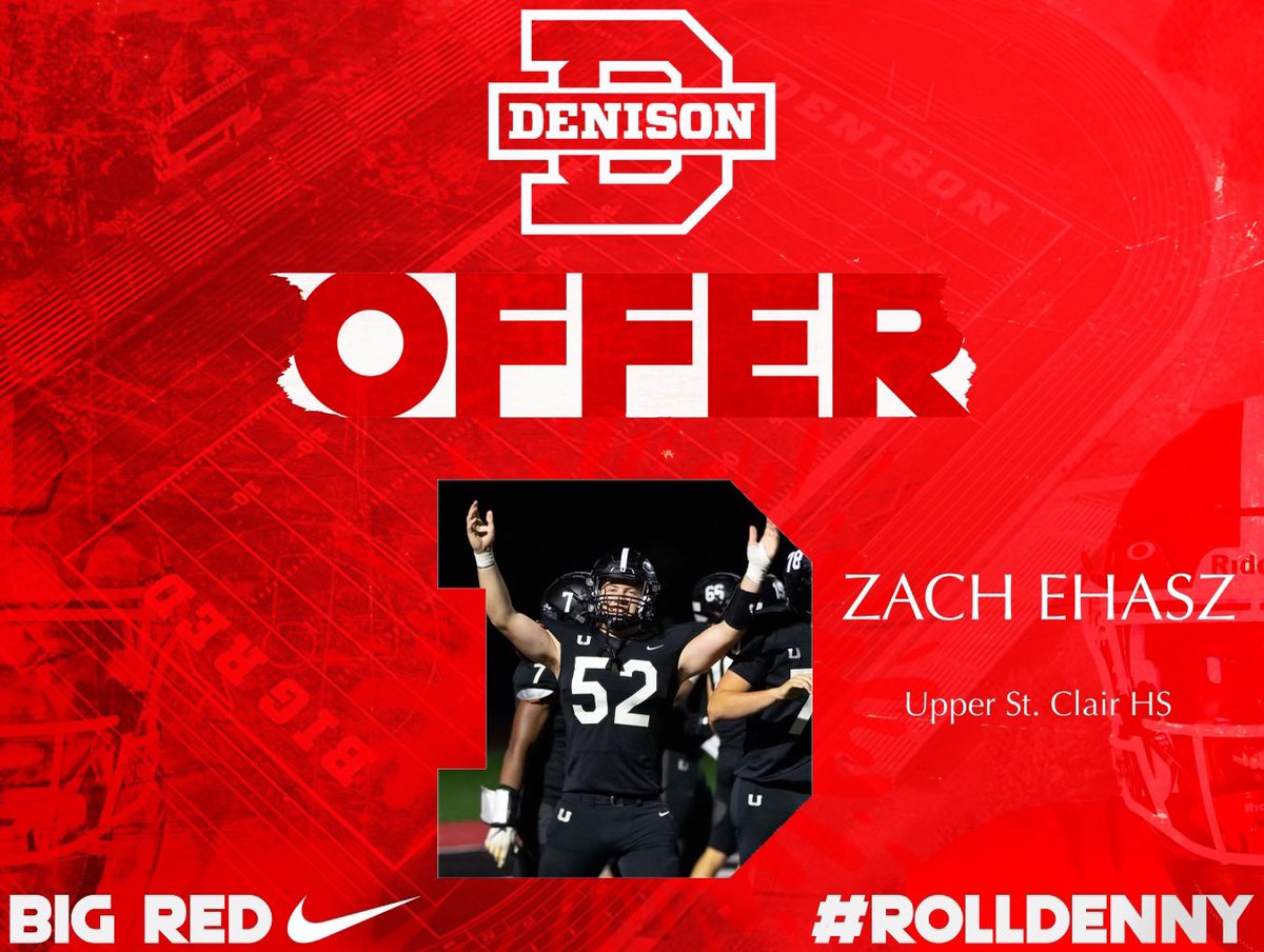 Zach Ehasz (@zachehasz) on Twitter photo After a great phone call with <a href="/coachhatem/">Jack Hatem</a> I am blessed to have received an offer from <a href="/DUFootball/">Denison Football</a> <a href="/Moses_Adam_86/">Adam Moses</a> After a great phone call with <a href="/coachhatem/">Jack Hatem</a> I am blessed to have received an offer from <a href="/DUFootball/">Denison Football</a> <a href="/Moses_Adam_86/">Adam Moses</a>