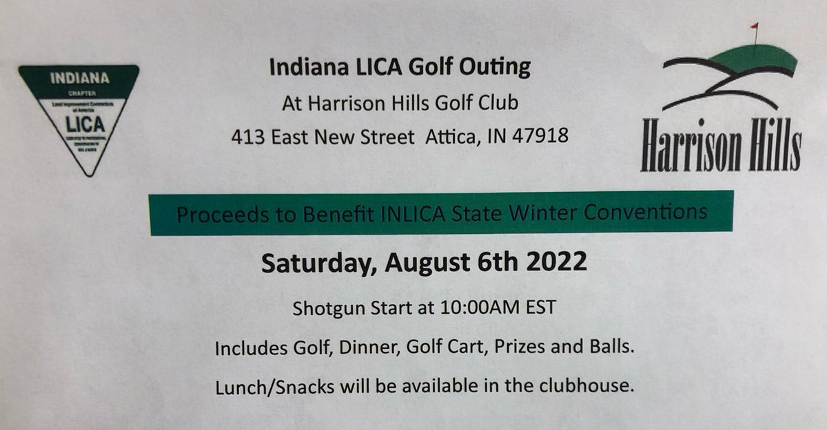 Are you registered for the INLICA Golf Outing to be held on August 6th? Get registered today.  Full details, registration and sponsorship forms available at indianalica.org
