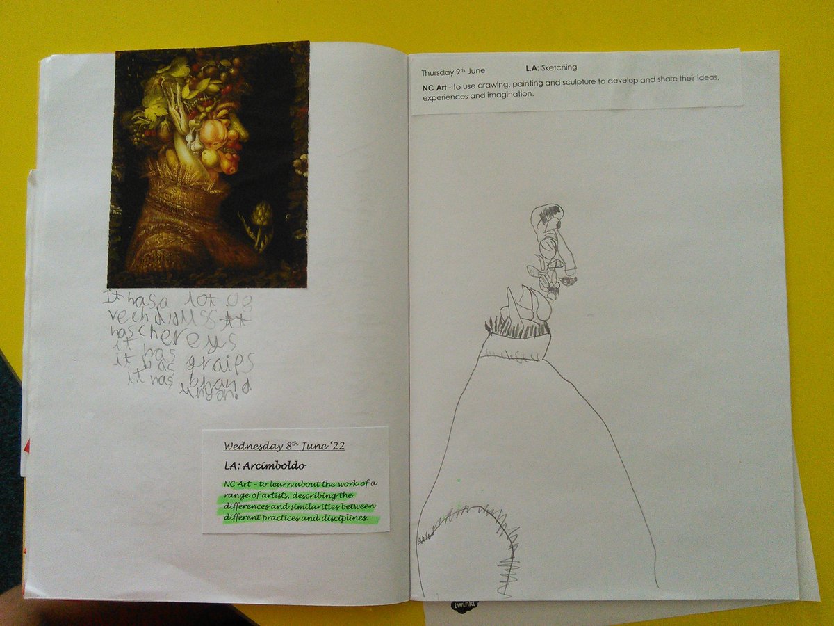 mrs_lwilson's tweet photo. The children have been busy sketching their favourite Arcimboldo painting. We have studied techniques and tried very hard to achieve the shape of the portraits. #creativity @WiderYps https://t.co/3rL37rvVx6
