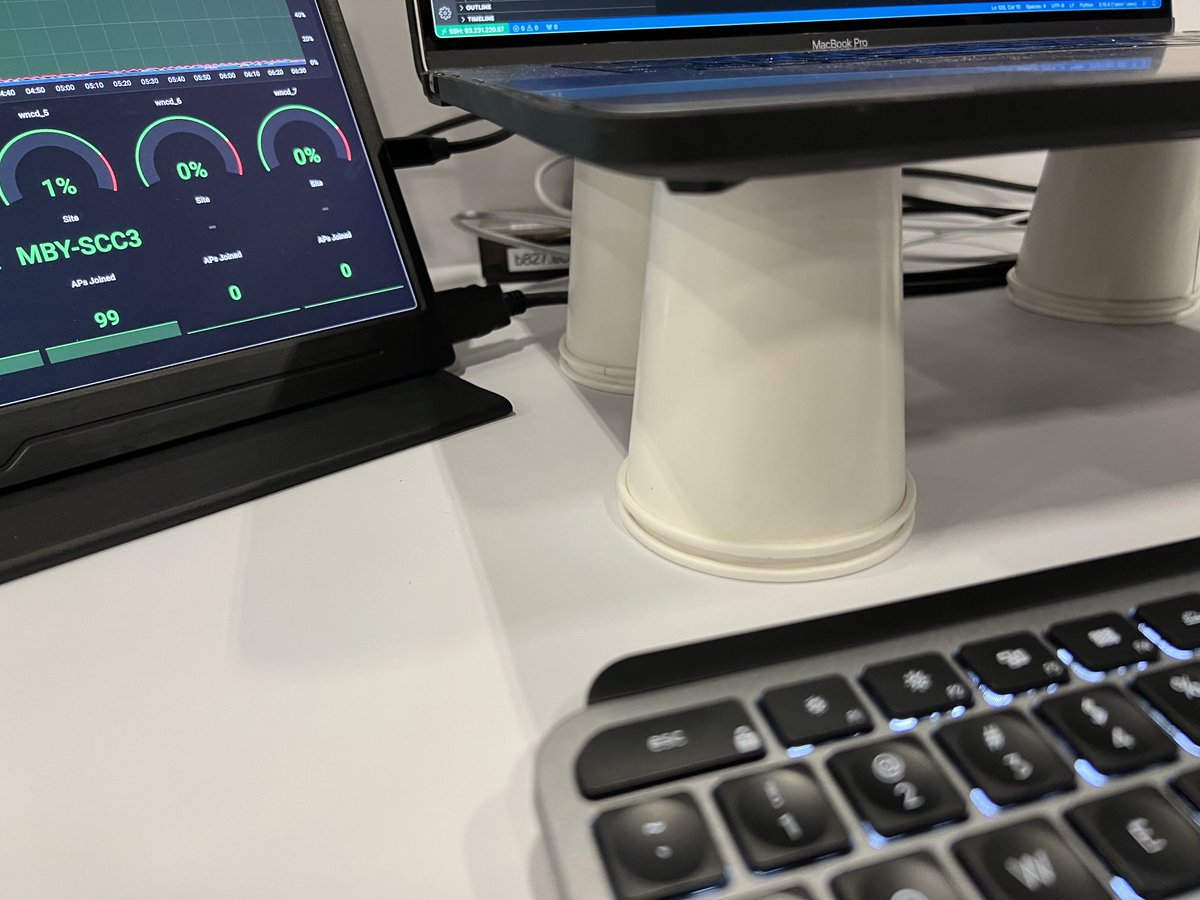 SNMPguy's tweet image. Progress is being made setting up for #CiscoLive …. Sometimes you have be creative for a work environment too…. :) #HardNOCLife #CiscoDevRel