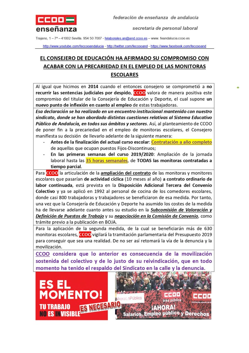 desimalaga77's tweet photo. 🗓️⏳Quedan 16 días para fin de curso y para que @ppandaluz y @Cs_Andalucia cumplan la PNL aprobada por unanimidad en @ParlamentoAnd
@AndaluciaJunta cumplan su compromiso con #MonitoresEnLucha y #MonitorasEnLucha de #JornadaCompletaYA #35Horas
📢 ¡¡¡BASTA YA DE PRECARIEDAD!!! https://t.co/c0OHetrIy6