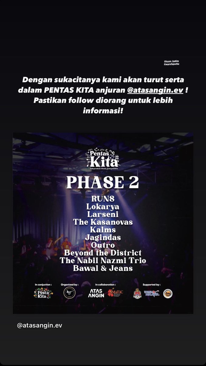 Laii laii berentap! Haha
<a href="/kita_runs/">MV TERBARU — PISHANG 🍌</a> 
<a href="/LokaryaMusic/">L O K A R Y A</a> 
<a href="/larseniband/">Larseni</a> 
<a href="/KasanovasBand/">The Kasanovas</a> 
<a href="/kalmsmusic/">Kalms</a>
#outro
#beyondthedistrict 
#thenabilnazmitrio
<a href="/bawaldanjeans/">bawaldanjeansband</a>