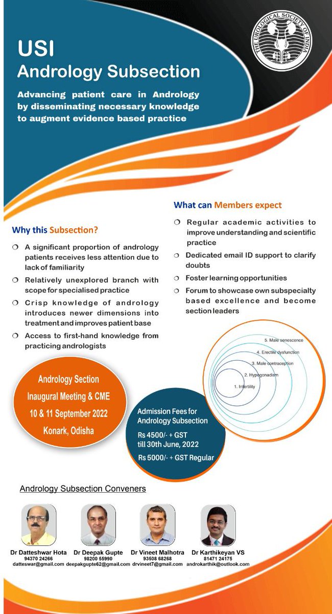 androvskarthik's tweet photo. Respected teachers, seniors and colleagues, Under the aegis of USI, as part of the #andrology subsection, it is our pleasure to invite interested members to join. #first #andrology #subsection #meeting in #September
@usioffice
@usiboe https://t.co/CKWHbx09k6