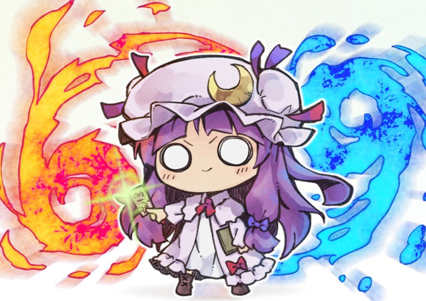 patchouli knowledge 1girl crescent solo long hair hat purple hair dress  illustration images