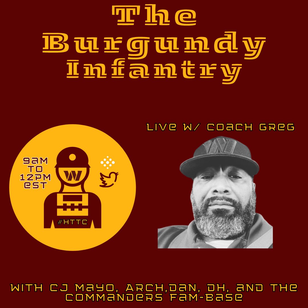 theHOGSIDE's tweet image. Tomorrow at 10AM we will have @CoachGCurl in the #BurgundyInfantry with us to answer questions and chat with @theHOGSIDE  @zeke_365 @Arch__Deluxe @Ishman47 @MandoTargaryen  the FAMbase. Mark your calenders and get ready to #TakeCommand #HTTC