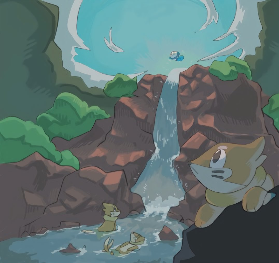 water pokemon (creature) no humans day outdoors sky waterfall  illustration images