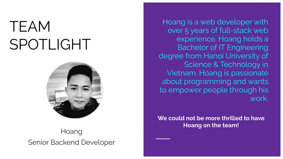 Meet Our Senior Backend Developer Hoang. We could not be more thrilled to have Hoang on the team.
