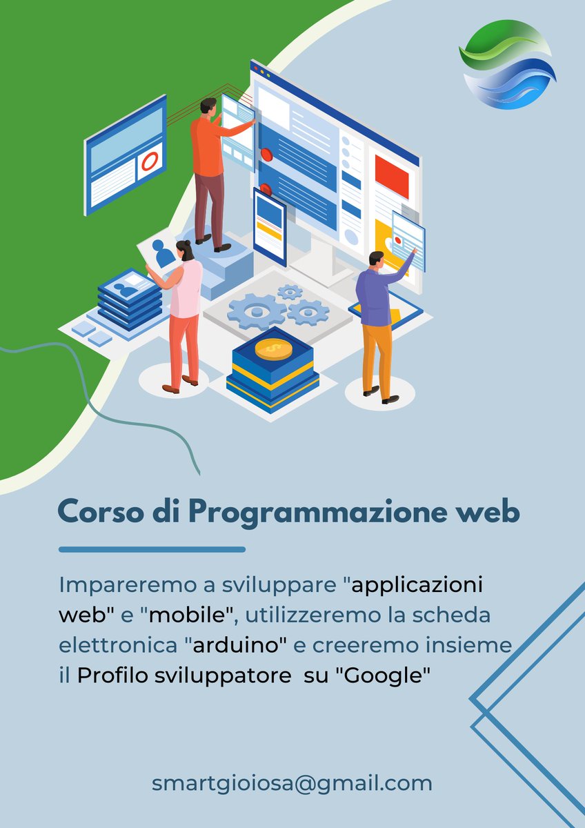 SmartGioiosa's tweet photo. Dal primo luglio 2022 aperte le iscrizioni al corso di "Programmazione Web".
Per info: 3208898256 / smartgioiosa@gmail.com
#arduino #web #ai #html #javascript #css https://t.co/5XcwGtcsb5