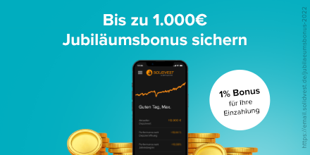 Solidvest_DJE's tweet photo. Happy Birthday Solidvest! Ja wir werden fünf Jahre - feiern Sie mit uns! 🎉Wir schenken Ihnen auf Ihre Einzahlung bis zum 30 Juni 1,0% on top - bis maximal 1.000€. Unser Jubiläumsbonus! Alle weiteren Infos gibt's hier: https://t.co/43w13mZJoU

#Solidvest # Jubiläum #Aktion https://t.co/JiFRsr1TeC