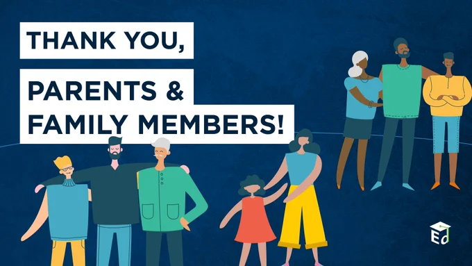 Thank you, parents & family members! diverse family figures