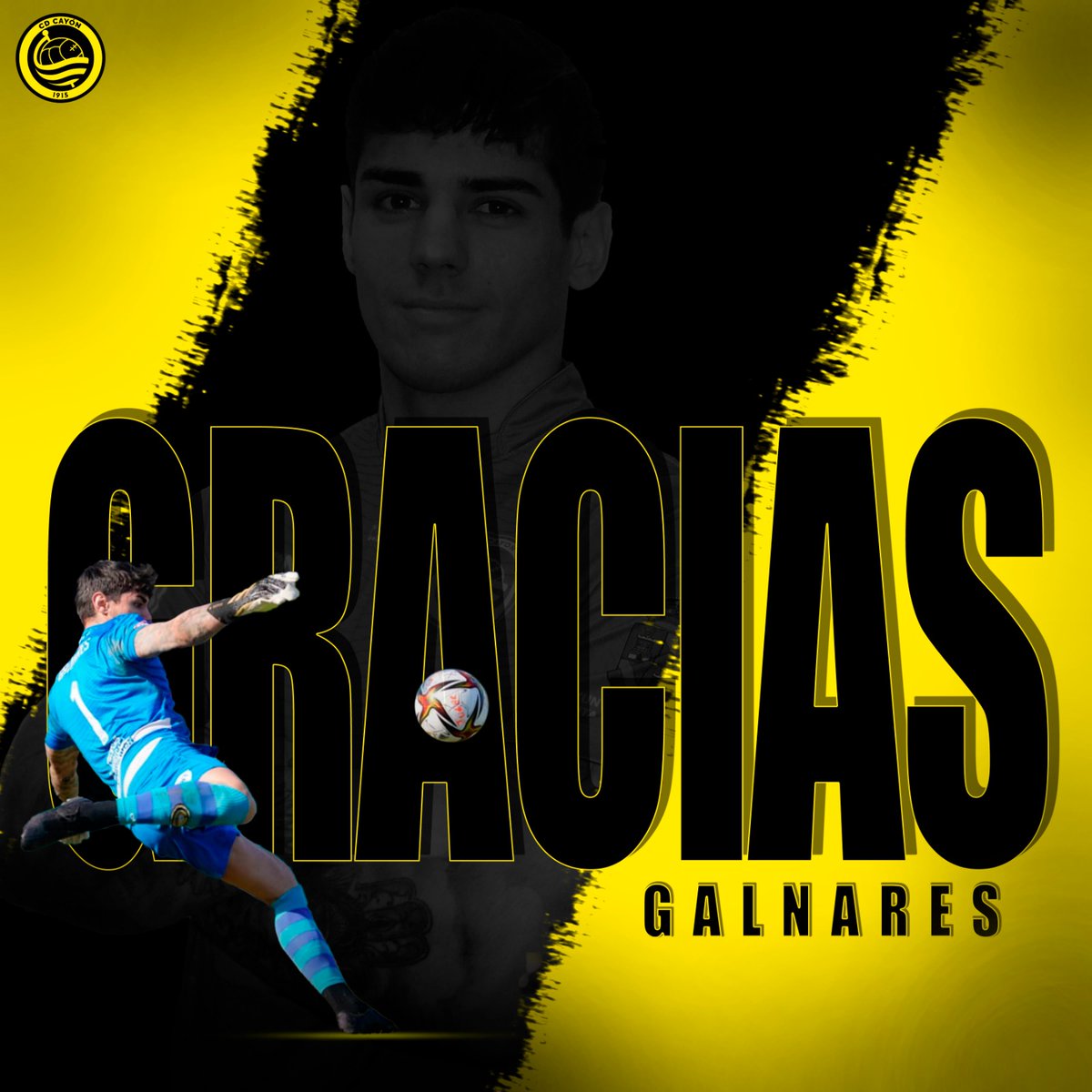 CDCayon's tweet photo. ▶️ Pablo Galnares (@PabloGalnares ), tras media temporada en el club, no continuará la próxima temporada en el Cayón 

💛👋🏼 ¡Suerte en el futuro, Galna! https://t.co/lYbETvp56v