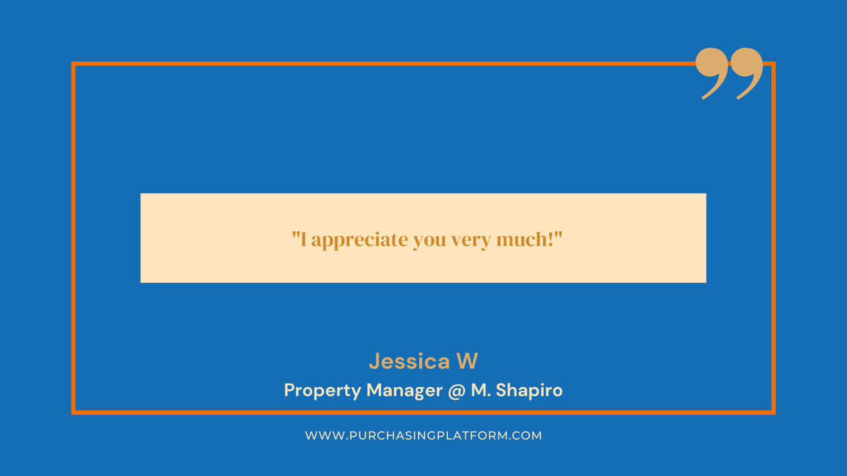 PurchasingPlat's tweet photo. #PurchasingPlatform appreciates you too Betsy! Great work!

#PropTech #PropertyManagement #Procurement #ecommerce https://t.co/MfJEdBZw9R