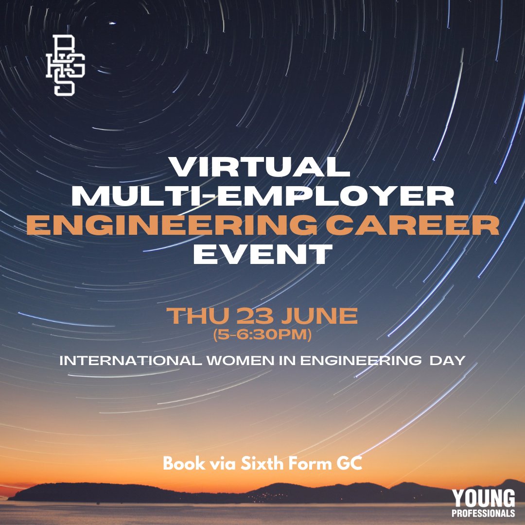 Thinking of a STEM/engineering career? Join our virtual multi-employer engineering event 23 June (5-6:30pm) on #INWED22. Hear top female engineers discuss the many paths into the industry &amp; get inspired by a career in the space. Book via our 6thForm Google Classroom #WomeninSTEM