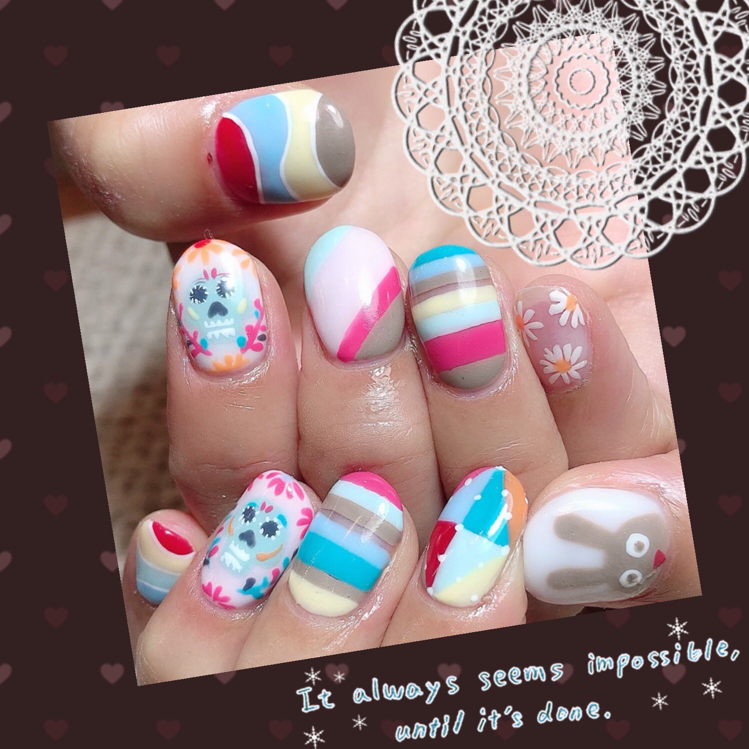 学芸大学でお洒落ネイルpetitnailmiu メキシカンポップネイル メキシカンネイル ポップネイル スカルネイル スカル お洒落ネイル ネイル 学芸大学ネイル 学芸大学 武蔵小山 武蔵小山ネイル 個性派 個性派ネイル アートネイル ネイルスクール