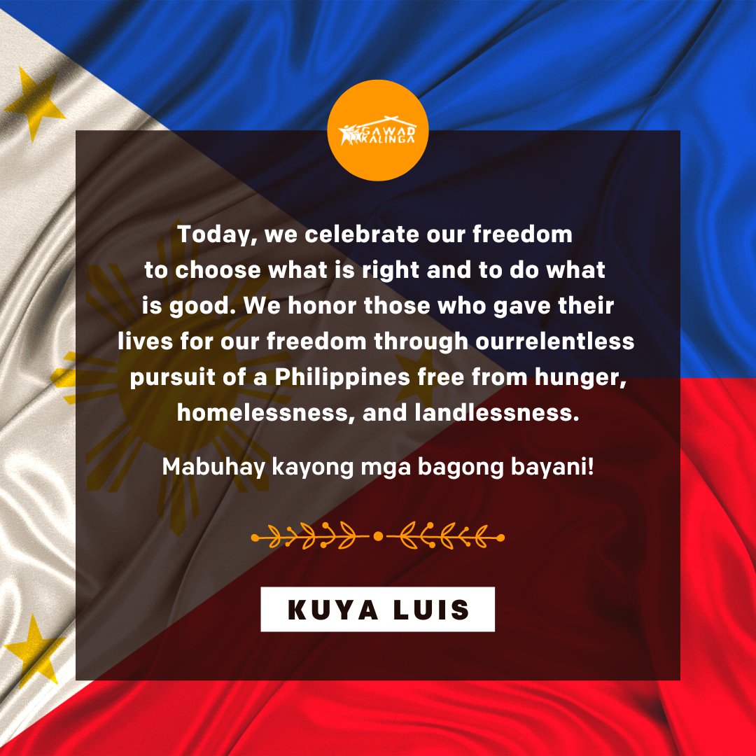 #Kalayaan2022: "Pagsuong sa Hamon ng Panibagong Bukas" 🇵🇭

124 years of Philippine Independence. Isang karangalan ang maging Pilipino at maging bahagi ng misyon na tatapos sa maraming uri ng kahirapan. Lahat tayo damay rito kaya makibahagi na sa hamon ngayon. 💪