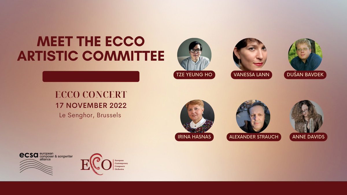 Creators_ECSA's tweet photo. 🤩ECSA is excited to introduce this year's #ECCOconcert artistic committee!
Find out more information on the members of the committee and concert here:
https://t.co/1sIMw8pErb
#ecsa #composeralliance #eccoconcert #event #contemporarymusic @Le_Senghor #Bruxelles https://t.co/7recbfuPDd