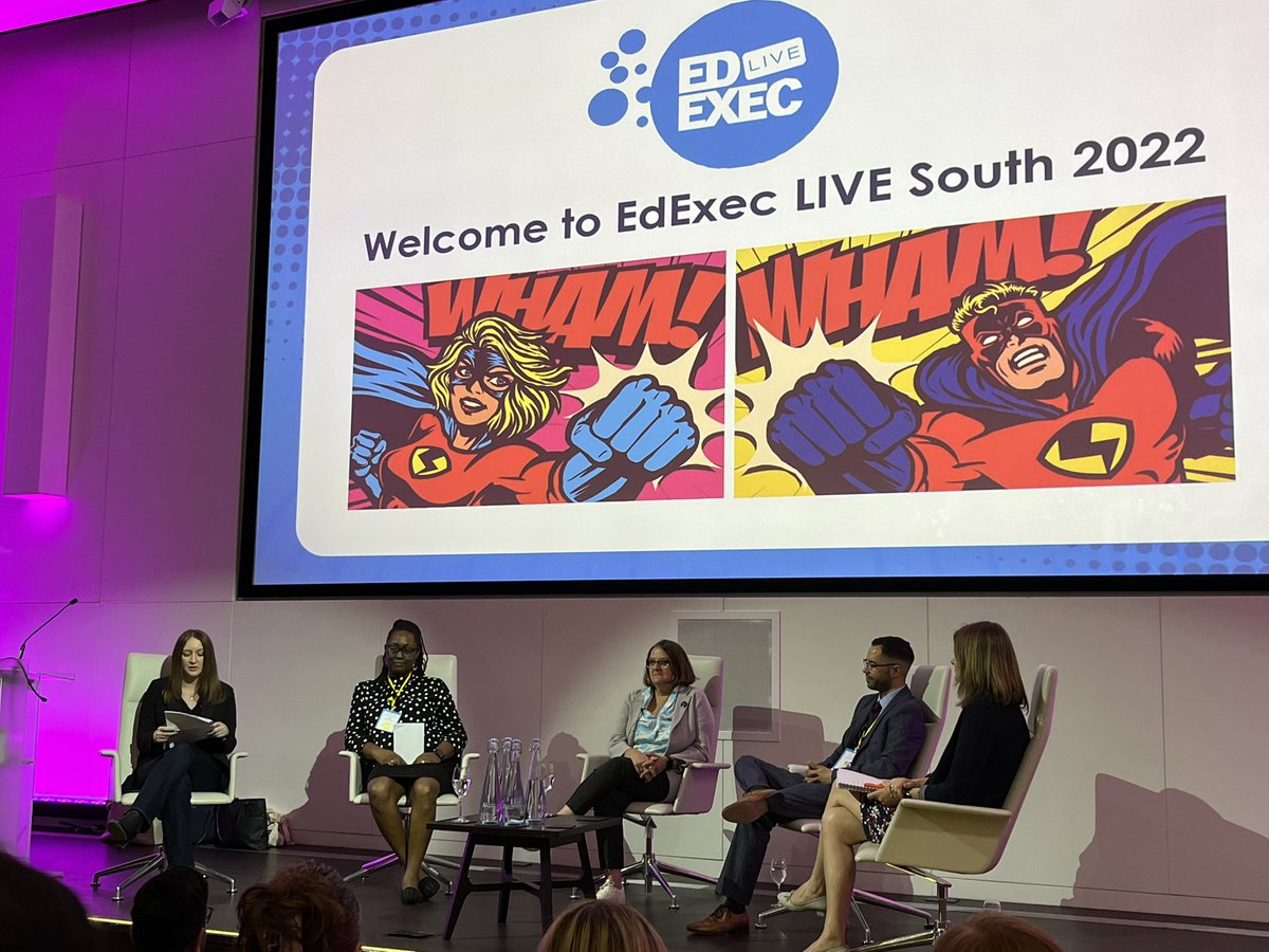 ruralSBM's tweet photo. This is a panel worth staying on for. All looking like youโre born to be in stage and not nervous at all! #edexeclive2022 @lauraljbusiness @miconm @CherylSBM @DeputyCOOatTPLT @SBMinGlos https://t.co/WBhOb8hyg1