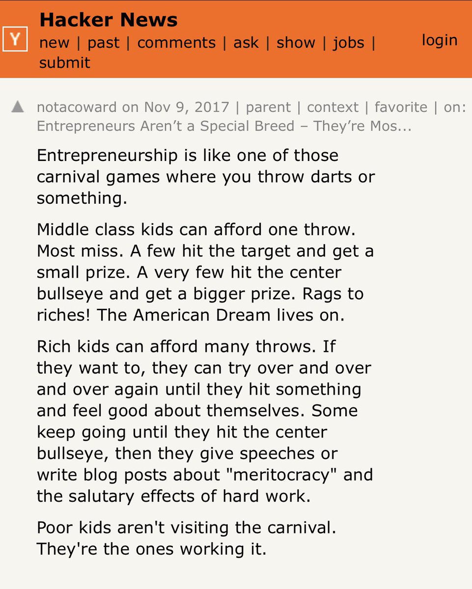 Incredible post that highlights the issues with our society and access to opportunities for #Entrepreneurs and #Startups.