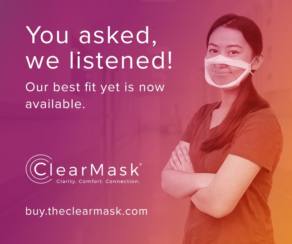 You asked, we listened! Introducing the ClearMask™ Transparent Surgical Mask Plus, our best fit yet: theclearmask.com/updates/2022/5…