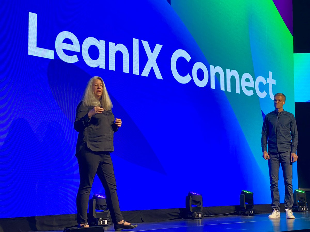 SAPLeanIX's tweet photo. We’re thrilled to welcome Nancy Halverson @PinellasCounty and @seantbrady @avalara on stage with @christ_andre to share why and how #LeanIX helped them to push their #EnterpriseArchitecture transformation forward. #LeanIXConnect https://t.co/QCmq72siyE