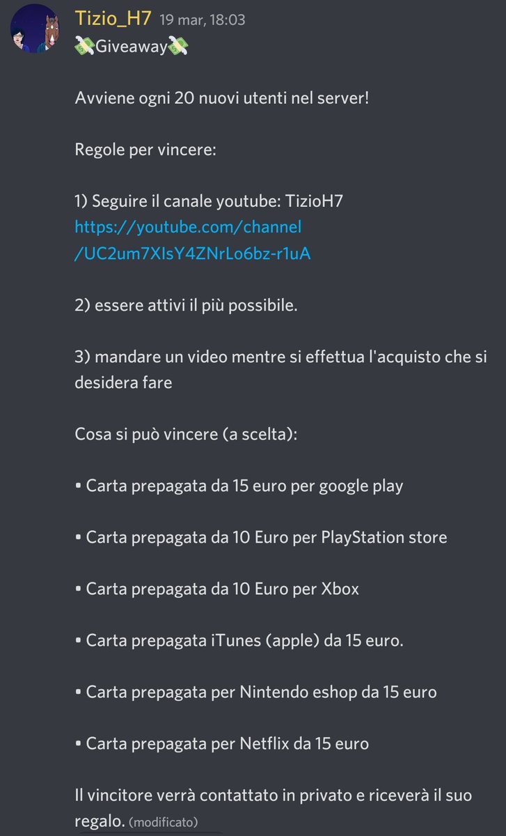 Tizio_h7's tweet image. Il link: discord.gg/5PyMsUtXb6
#Discord #Giveaways #serverdiscord