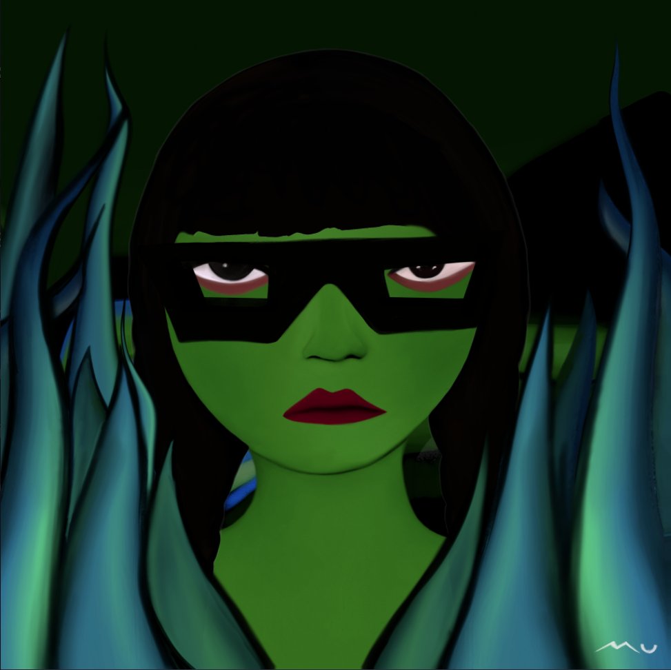 BehereyeZ's tweet photo. You need no fear of the dark when Lucy is around. 🌙👁️

#night #BehindHerEyez #NFT #NFTart #green #fantasyart #Lucy https://t.co/5fCNbbiKg5