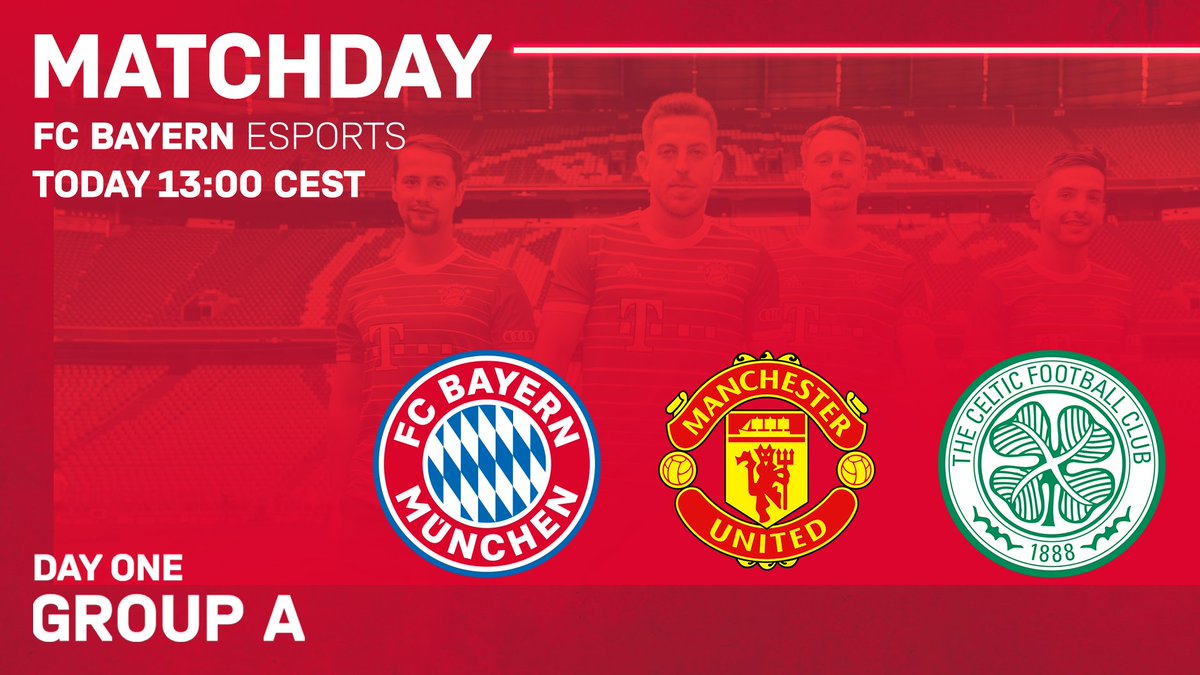 fcbayernesports's tweet image. 🔴⚪ SPIELTAG 🔴⚪
🏆 @efootball Championship Pro
⏰ 13:00 CEST
🆚 @ManUtd (14:15 CEST) &amp;amp; @CelticFCEsports (15:30 CEST)
📺 twitch.tv/fcbayernesports 
📣 #packmas

#fcbayernesports #eFootballChampionshipPro #efootball