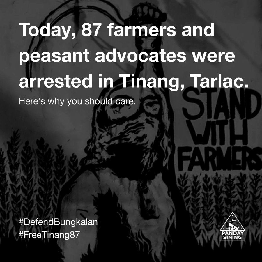 Landless Farmers in an Agricultural Country: A Filipino Irony

What does today’s almost-unprecedented mass arrest of nearly a hundred farmers and peasant advocates have to do with us all?

READ: facebook.com/65174929162148…

#FreeTinang87
#DefendBungkalan
#LandToTheTillers
