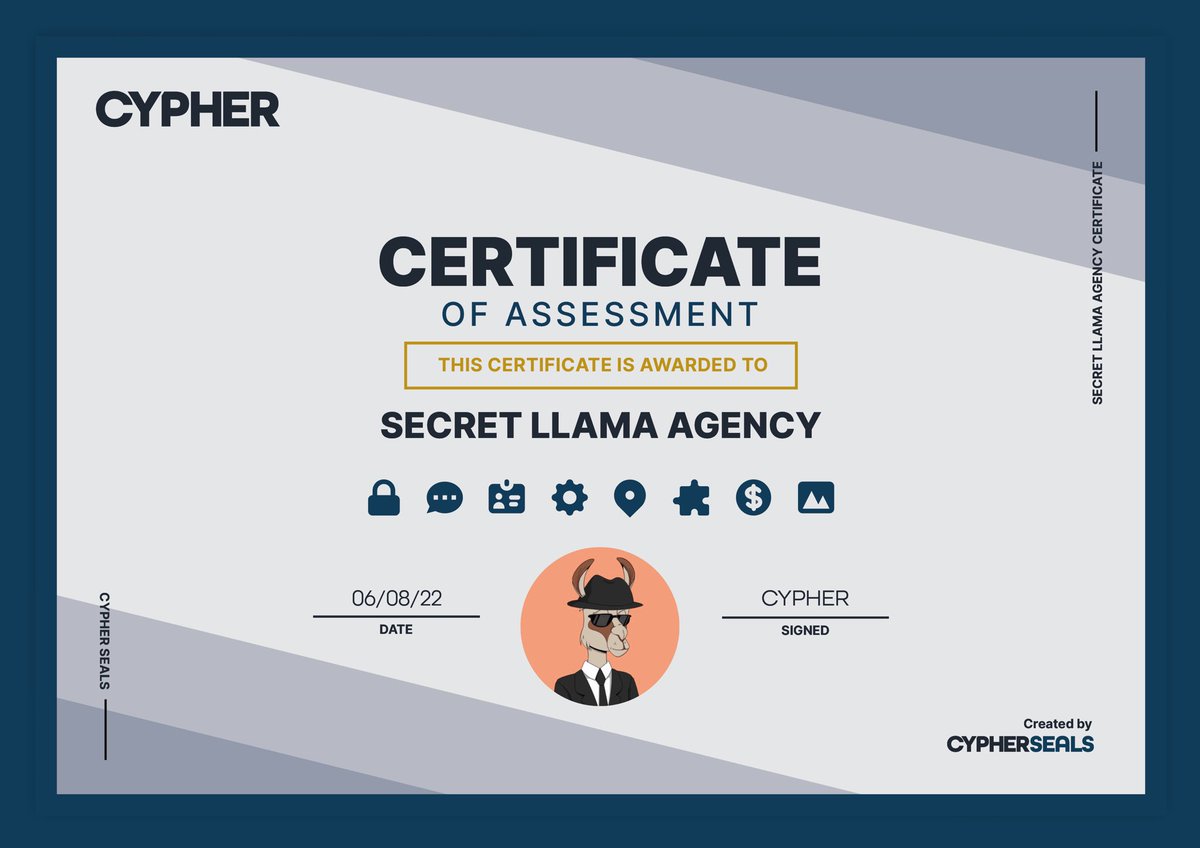 CypherSeals's tweet image. Congratulations to @SecretLlama_A for passing the Cypher Seals NFT Assessment with a score of 77/100

Secret Llama Agency is the first-ever PFP project with customizable traits and aliases

👉 Read the full Report: cypherseals.io/reports/secret…