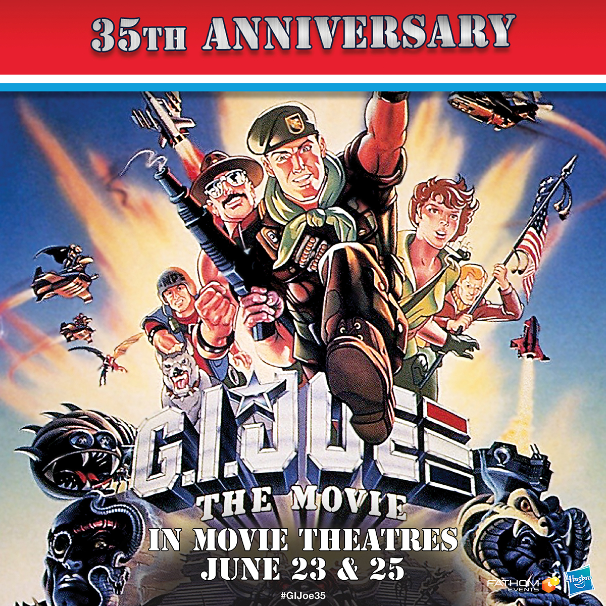 🎶 Yo Joe! 🎶 Tickets are on sale NOW for the 35th anniversary of G.I. Joe: The Movie in theaters on June 23 & 25. Get your tickets and join the Joes: go.hasb.ro/3xeZ68B