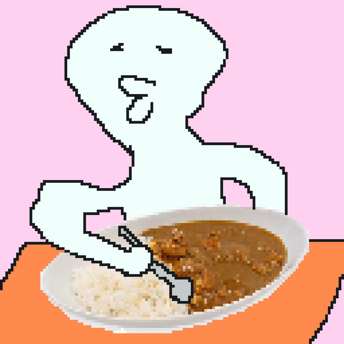 Ki_Nakamura_jp's tweet photo. Today's pixel art is "Right to be wrong vol.18".
He said while eating the curry of the favorite dish.
"This time should last all the time."
...WAHAHA!!
#RightToBeWrong
#pixelart
#NFT https://t.co/rLSl3Ckcay