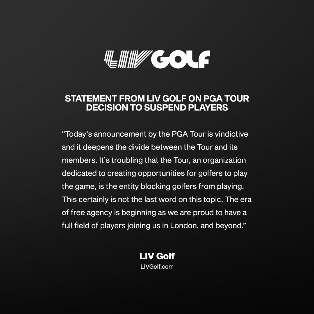 Front Office Sports on Twitter "LIV Golf just released a statement in