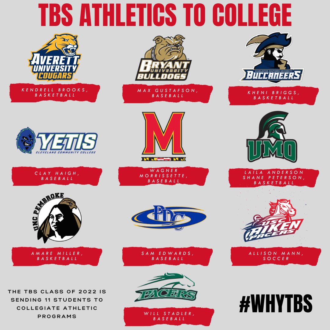 A total of 11 members of the TBS Class of 2022 will be continuing their athletic careers at the collegiate level!

#WhyTBS