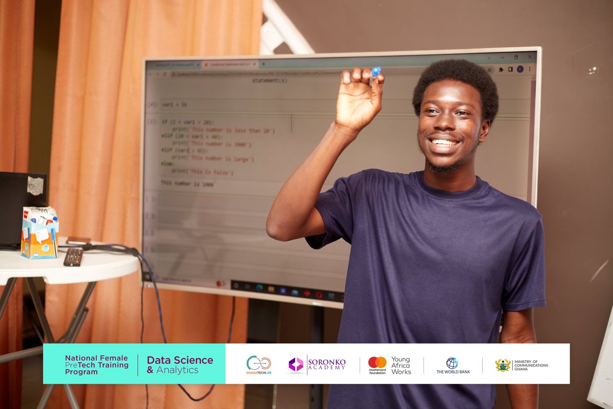 GhanaTechLab's tweet photo. Today, the Data Science trainees a the GTL campus have been introduced to Loops in Python.
Python is a computer programing language often used to build websites, software, automate tasks, and conduct analyses.
#Nationalpretechtraining
#GTLImpact
#GhanaLadiesintech
#DataScience https://t.co/qKtD02BAvN