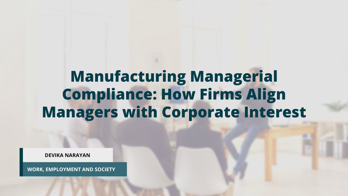 WESjnl's tweet image. Online now!

@Devika__narayan of @iWorkOxford explores how firms shape managerial actions

journals.sagepub.com/doi/full/10.11…

#digitaleconomy #labourprocesstheory