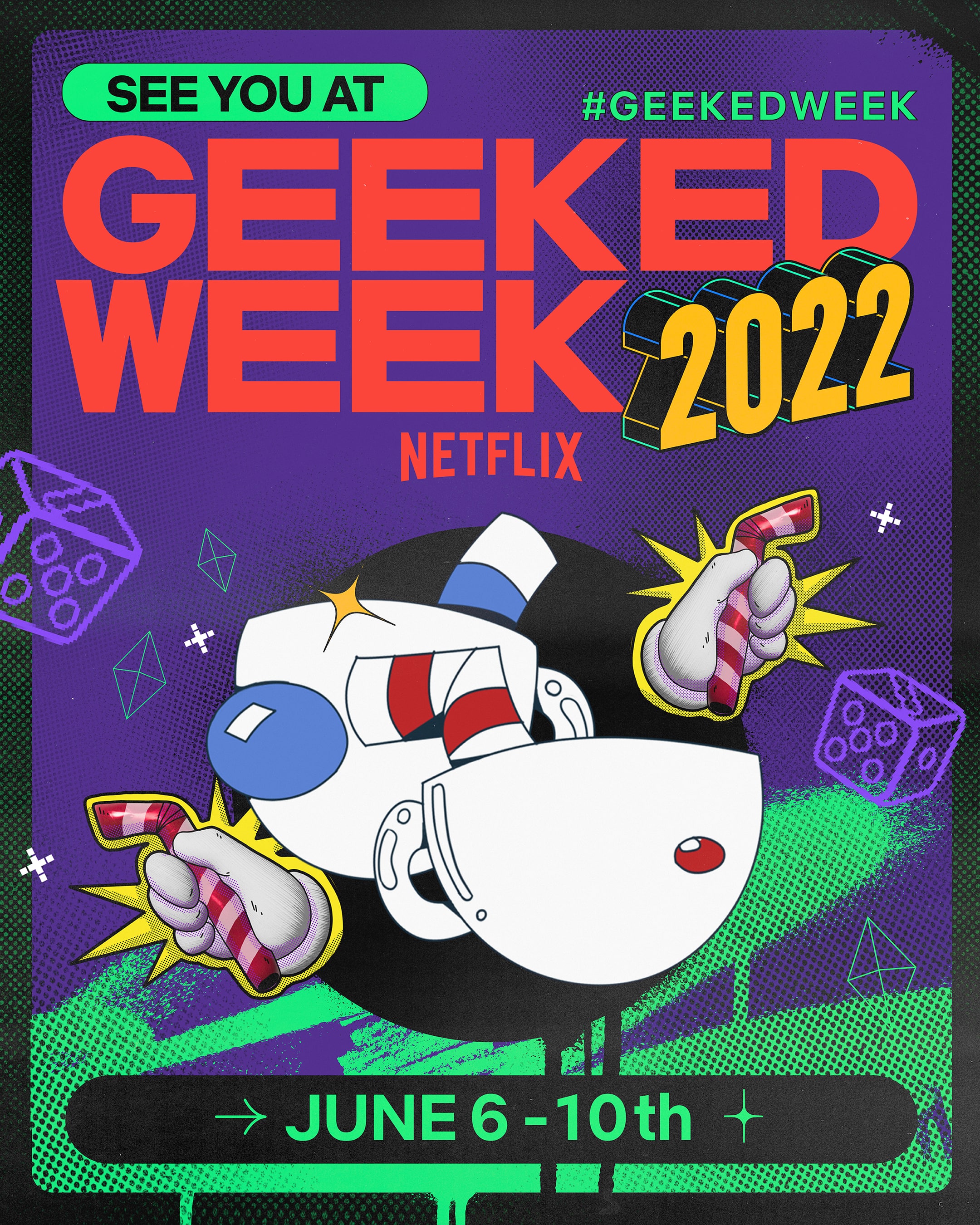 The Cuphead Show on X: Mugsy and I can't wait to see you at #geekedweek!  Stayed tuned and follow @NetflixGeeked for the latest from The Cuphead Show!  🎲😈☕ #thecupheadshow #cuphead #netflixgeeked  /