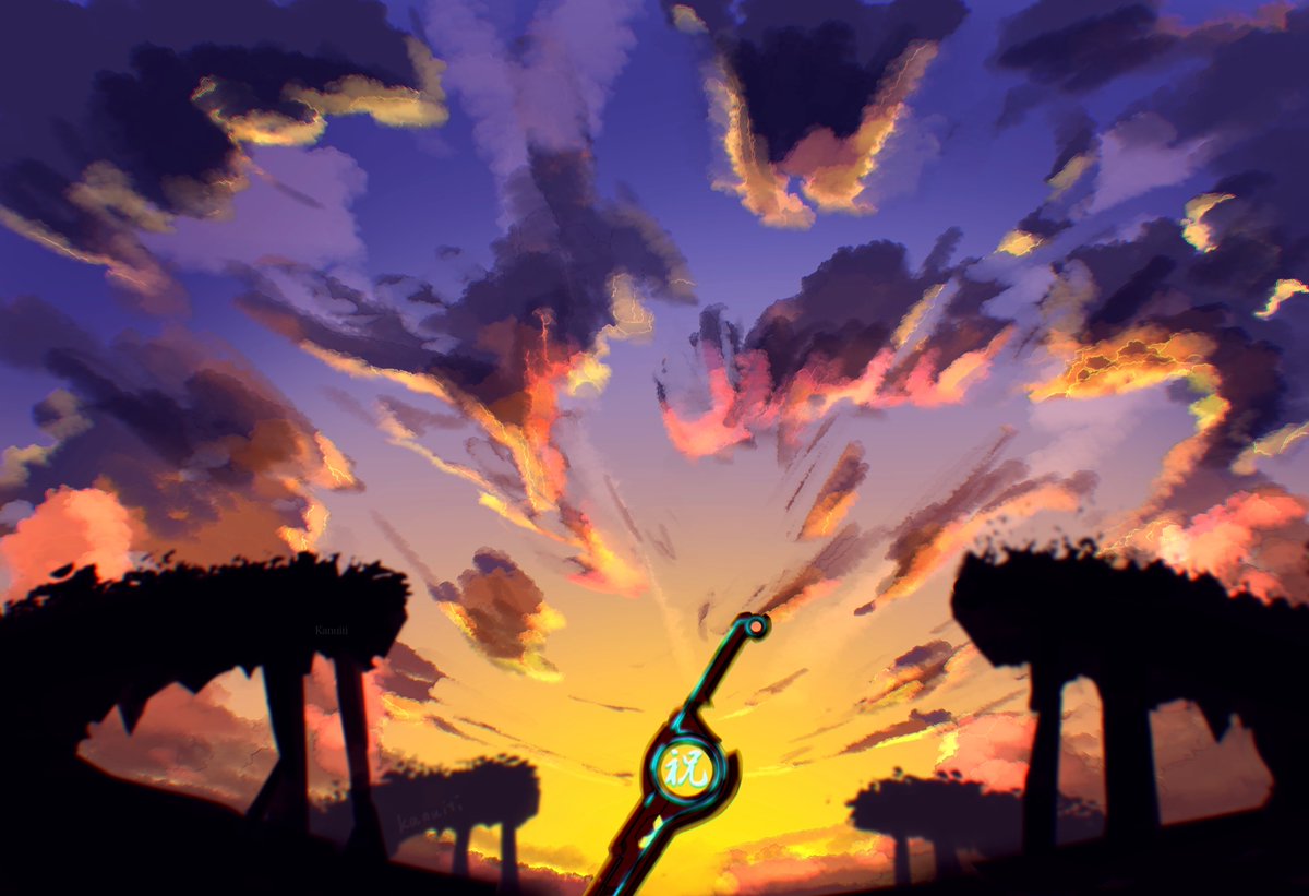 cloud sky no humans scenery sword outdoors weapon  illustration images